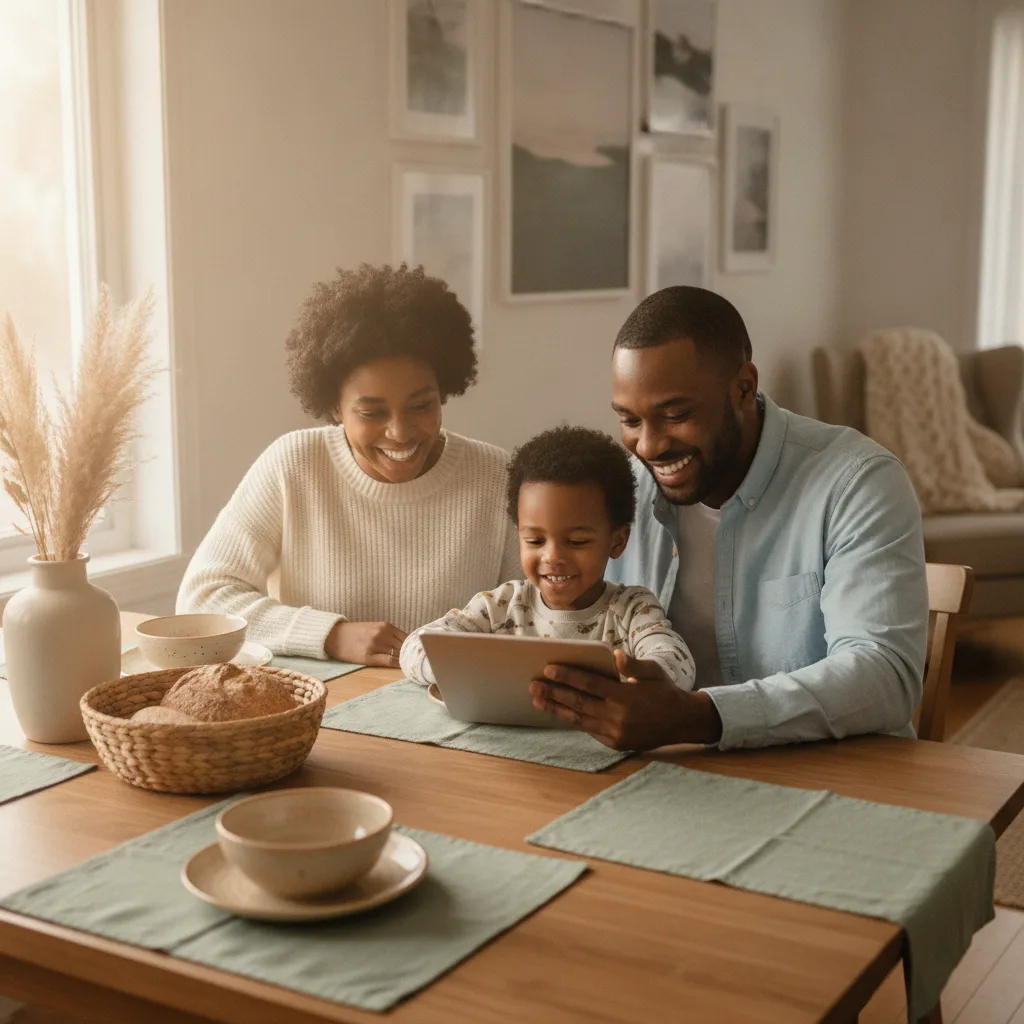 Family reviewing new patient information together at home